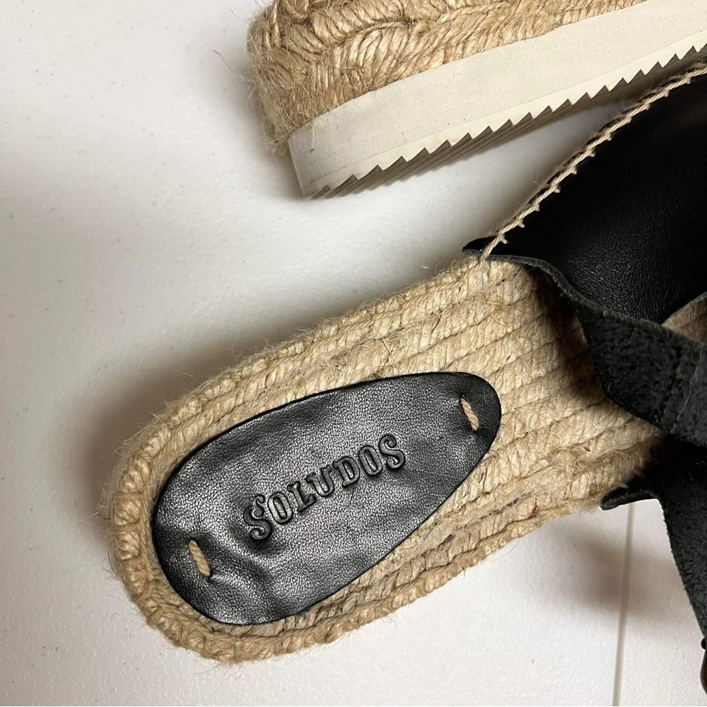 Soludos Black and Natural Platform Espadrille Sandals - Picture 5 of 7
